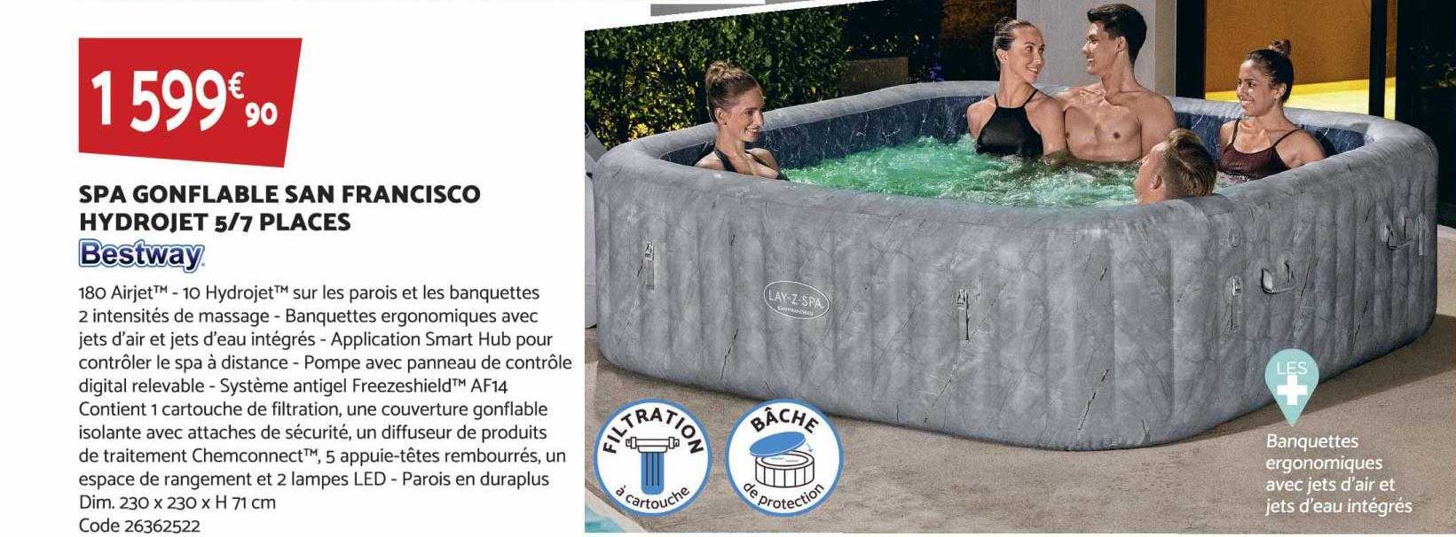 spa gonflable san francisco hydrojet 5-7 places bestway