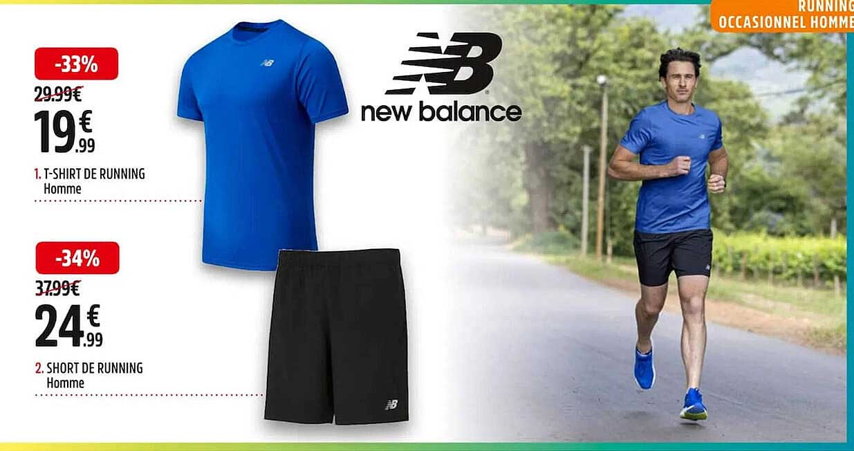 t-shirt de running homme new balance, short de running homme new balance