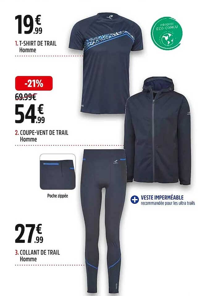 t-shirt de trail homme, coupe-vent de trail homme, collant de trail homme