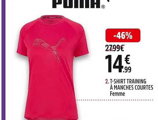 t-shirt training à manches courtes femme puma