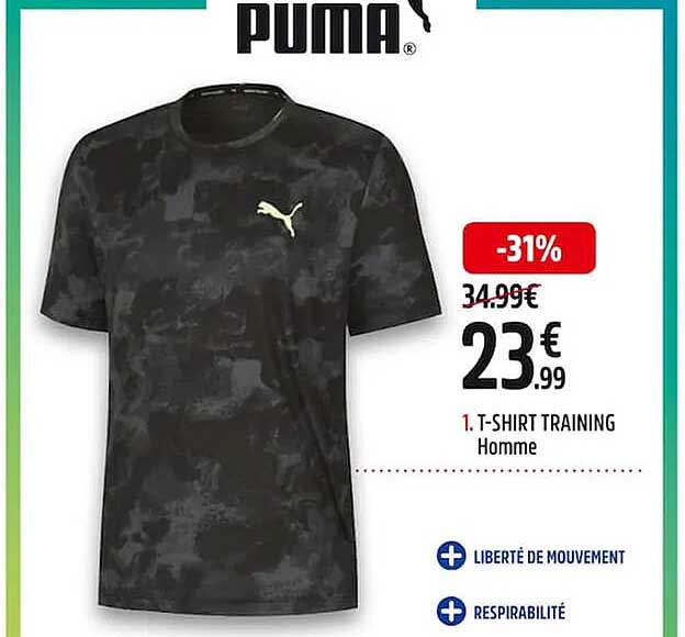 t-shirt training homme puma