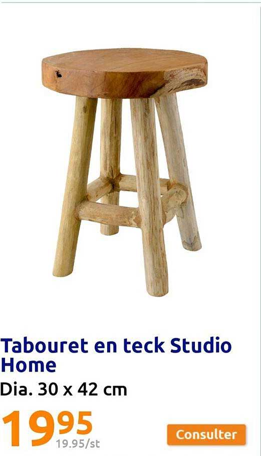 tabouret en teck studio home