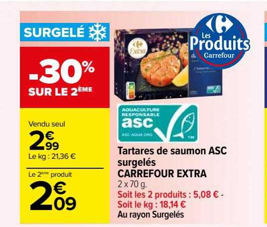 Tartares De Saumon Asc Surgelés Carrefour Extra