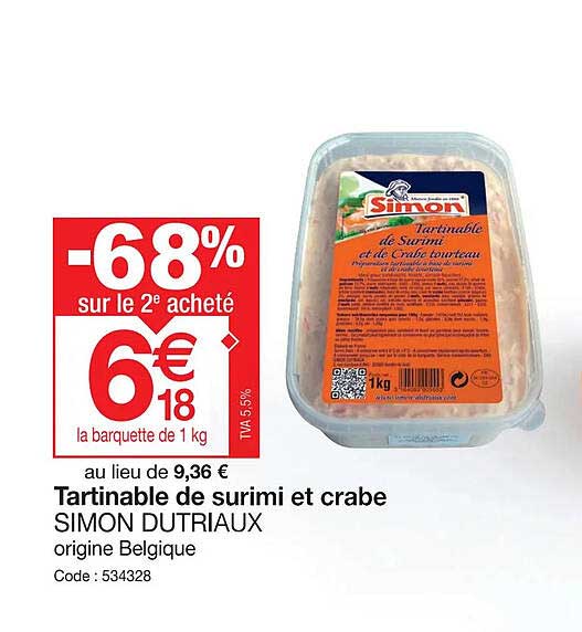 tartinable de surimi et crabe simon dutriaux