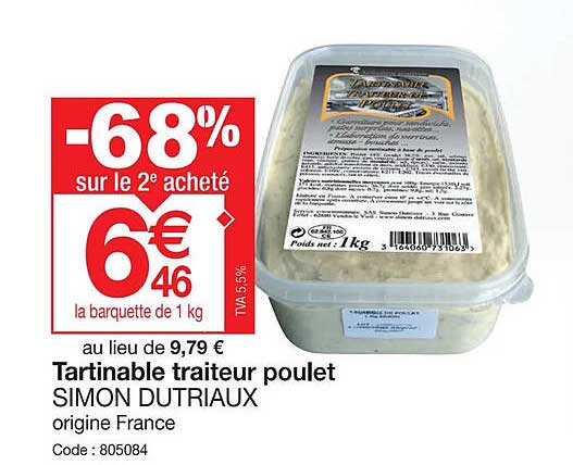 tartinable traiteur poulet simon dutriaux