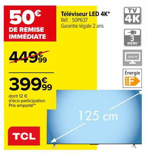 Téléviseur Led 4k 125 Cm Tcl