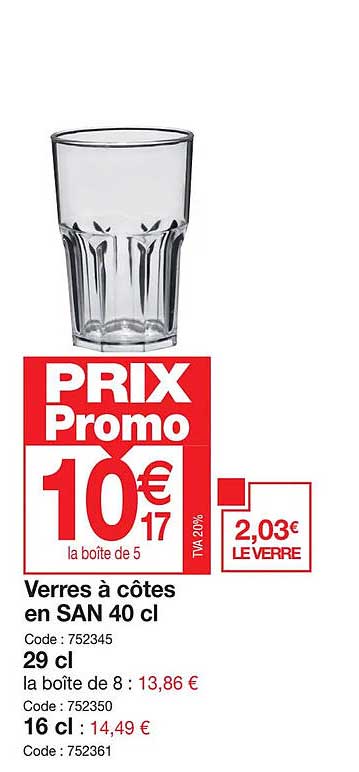 verres à côtes en san 40 cl 29 cl 16 cl