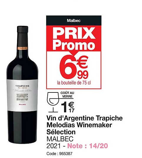 vin d'argentine trapiche melodias winemaker sélection malbec 2021