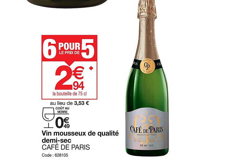 vin mousseux de qualité demi-sec café de paris
