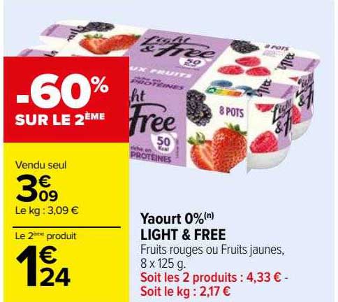 Yaourt 0% Light & Free