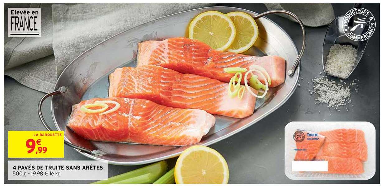 4 pavés de truite sans arêtes