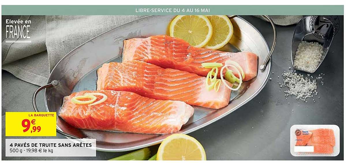 4 pavés de truite sans arêtes