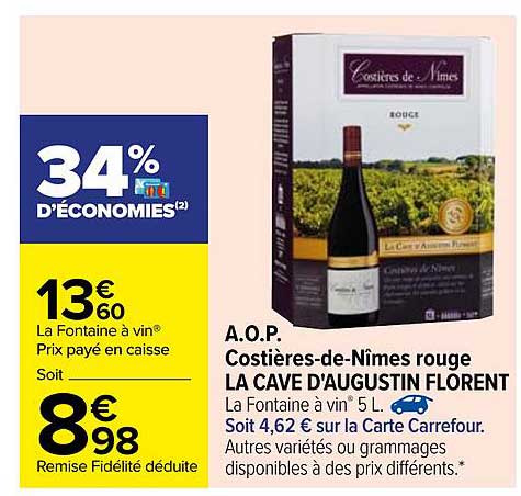 a.o.p. costières-de-nîmes rouge la cave d'augustin florent