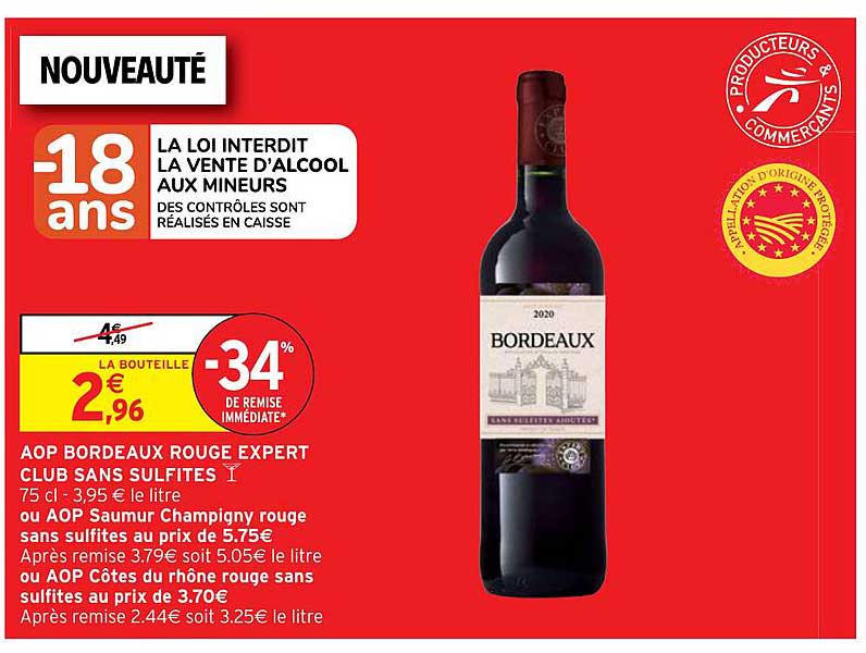 Aop Bordeaux Rouge Expert Club Sans Sulfites
