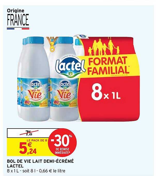 bol de vie lait demi-écrémé lactel