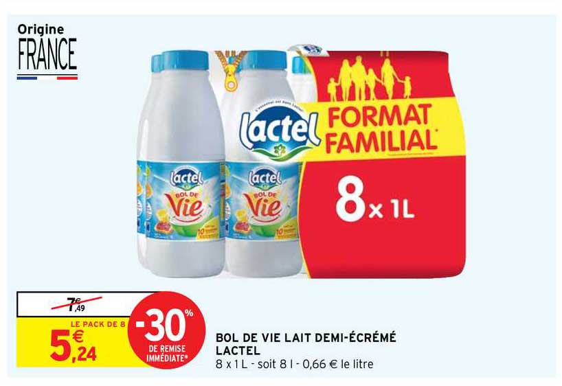 bol de vie lait demi-écrémé lactel