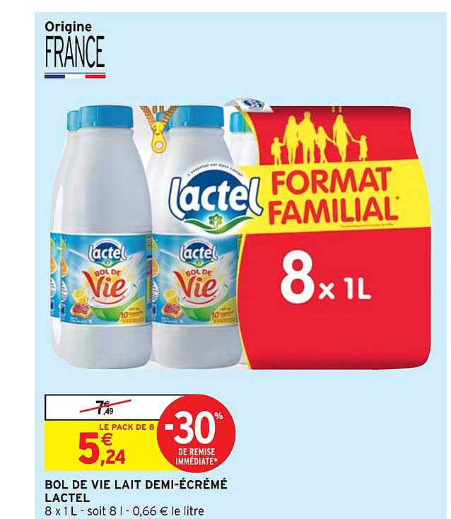bol de vie lait demi-écrémé lactel