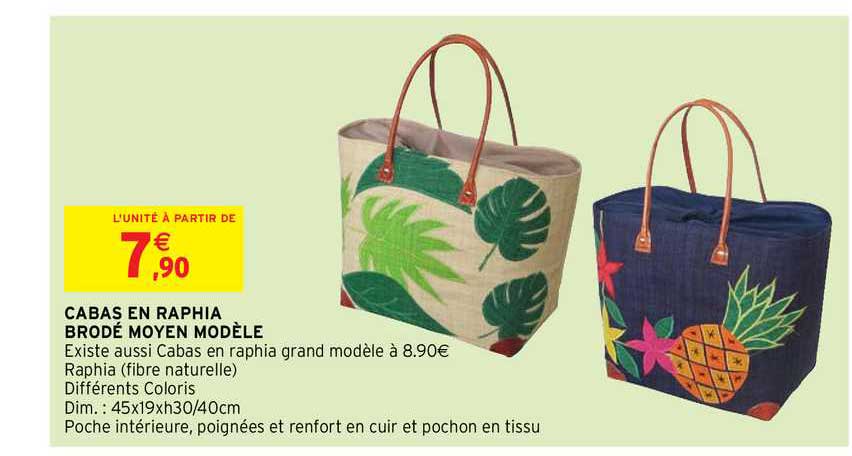 Cabas En Raphia Brodé Moyen Modèle