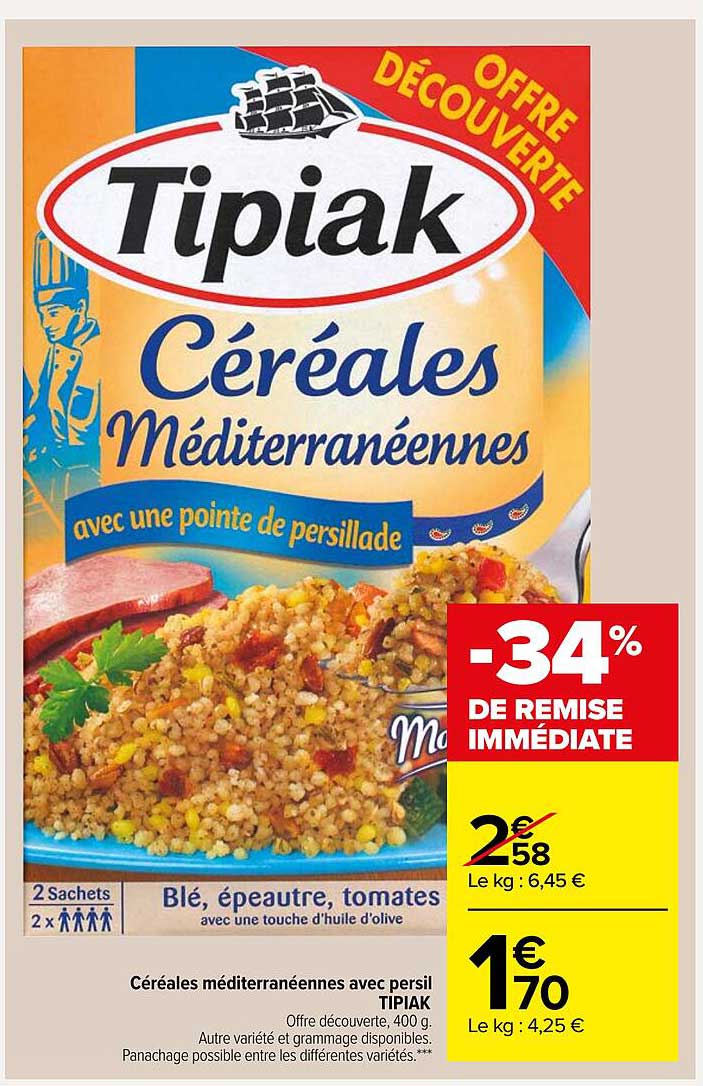 céréales méditerranéennes avec persil tipiak