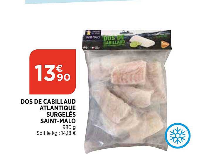 dos de cabillaud atlantique surgelés saint-malo