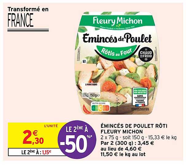 émincés de poulet rôti fleury michon
