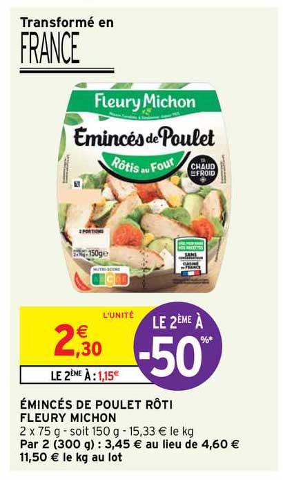 émincés de poulet rôti fleury michon