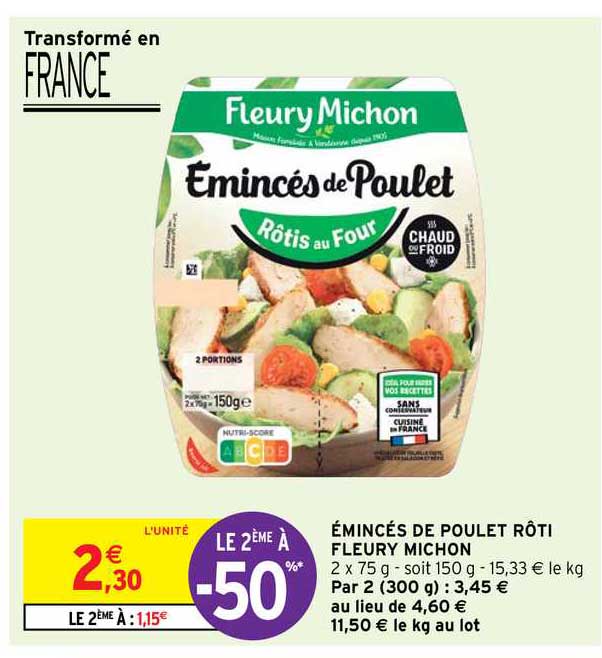 émincés de poulet rôti fleury michon