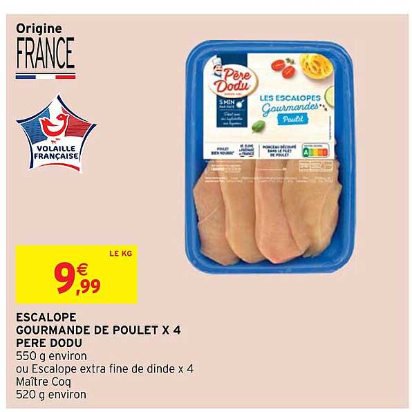 escalope gourmande de poulet x4 père dodu
