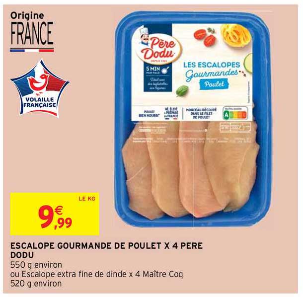 escalope gourmande de poulet x4 père dodu