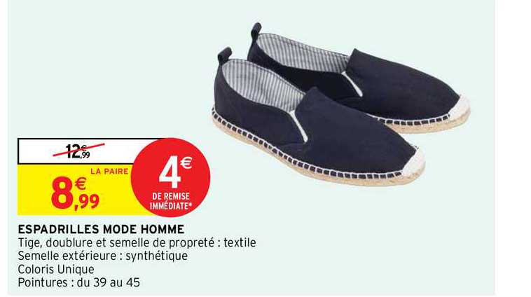 espadrilles mode homme