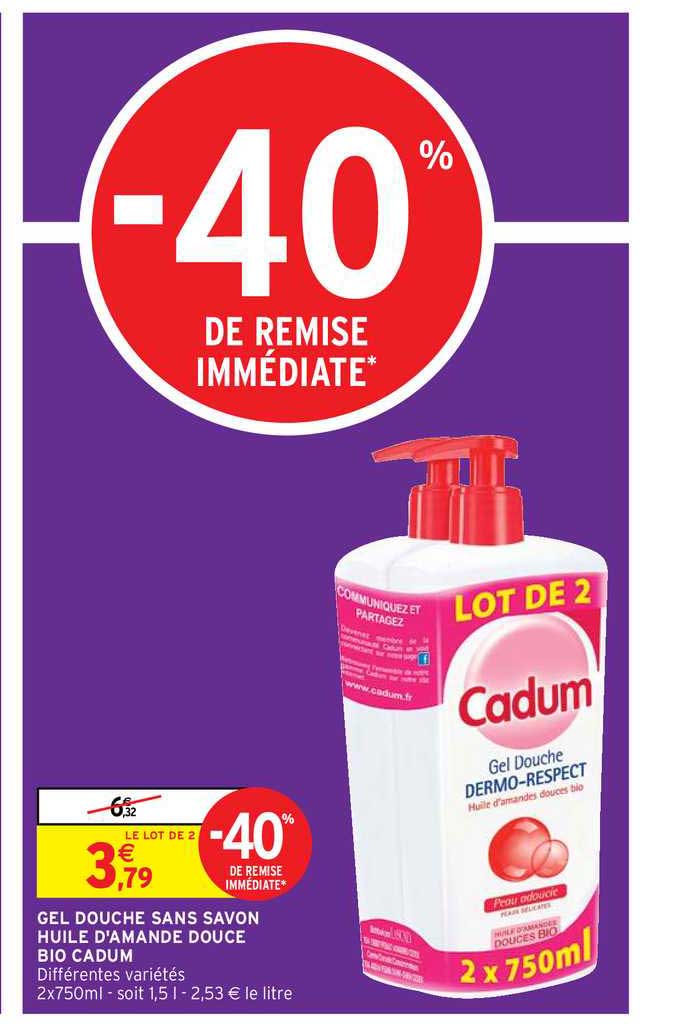 gel douche sans savon huile d'amande douce bio cadum