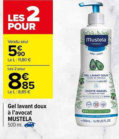 gel lavant doux à l'avocat mustela