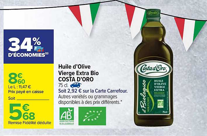 huile d'olive vierge extra bio costa d'oro