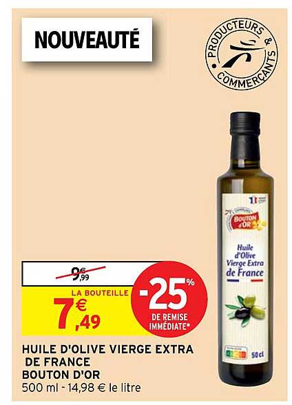 Huile D'olive Vierge Extra De France Bouton D'or