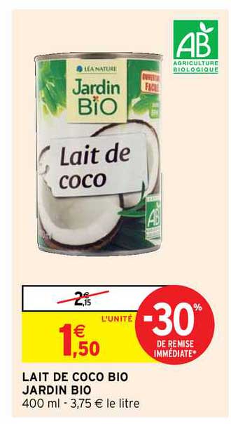 Lait De Coco Bio Jardin Bio