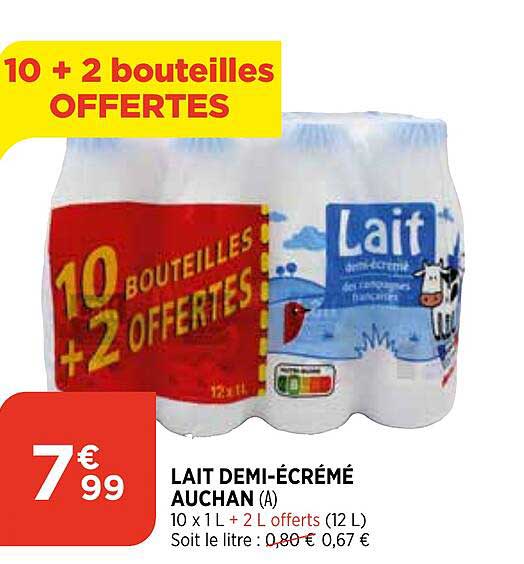 lait demi-écrémé auchan