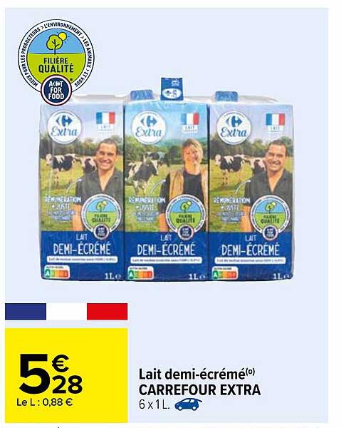 lait demi-écrémé carrefour extra