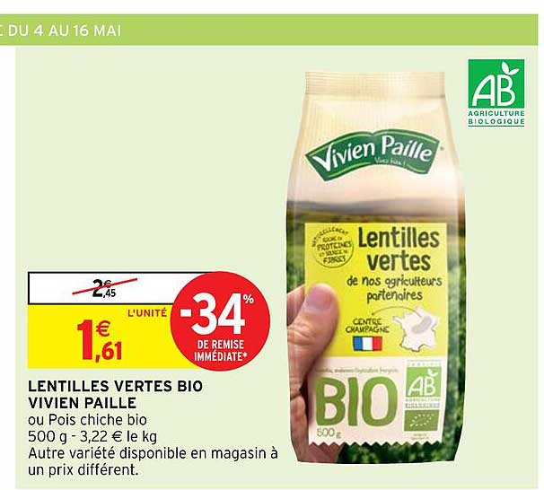 lentilles vertes bio vivien paille