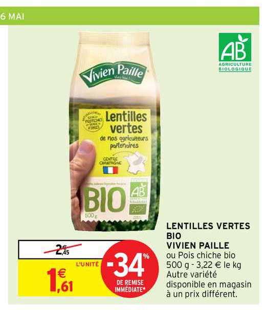 lentilles vertes bio vivien paille