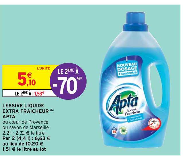 Lessive Liquide Extra Fraîcheur Apta