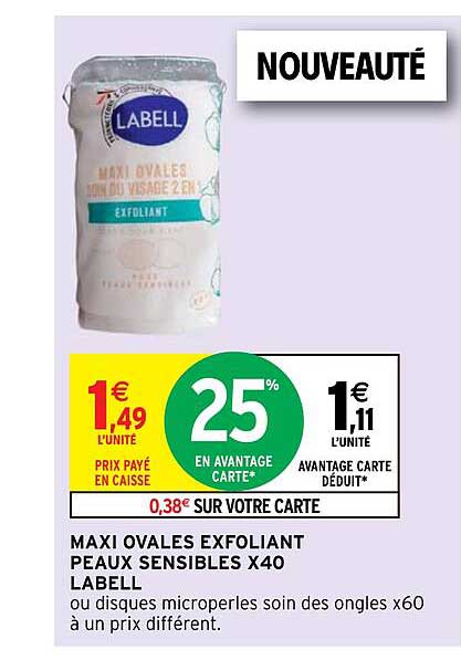maxi ovales exfoliant peaux sensible 40 labell