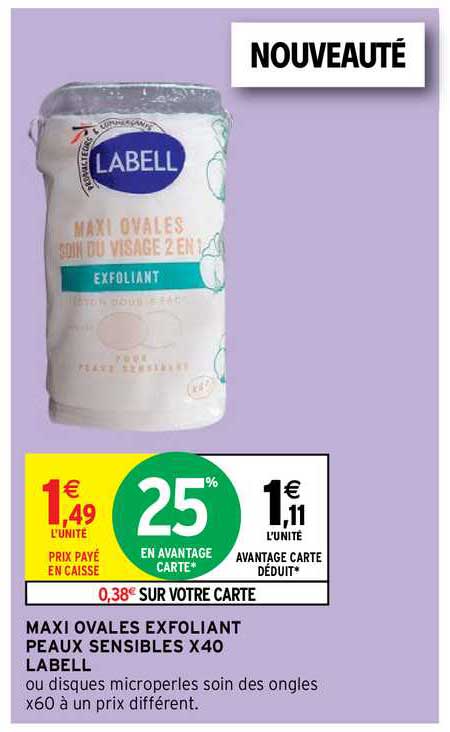 maxi ovales exfoliant peaux sensibles x40 labell