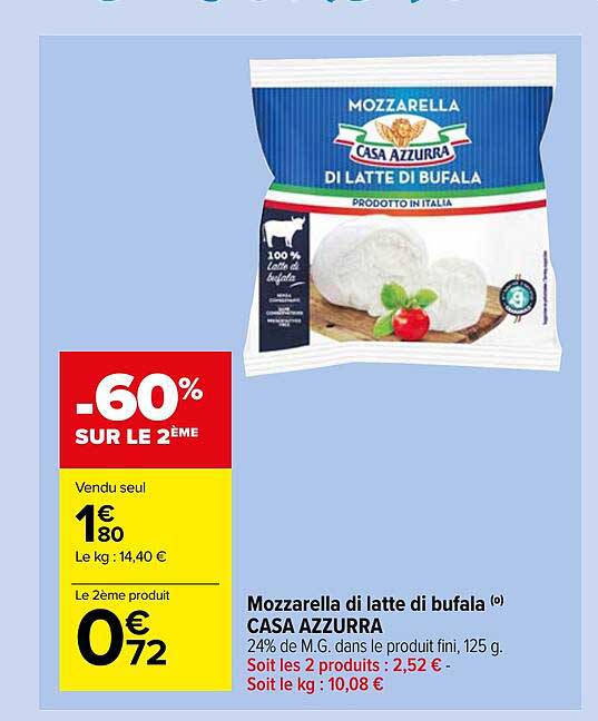 mozzarella di latte di bufala casa azzurra