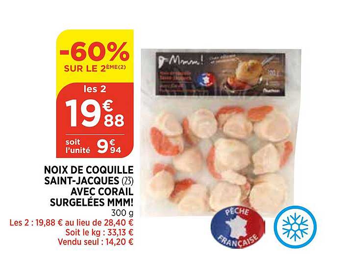 noix de coquille saint-jacques avec corail surgelées mmm!