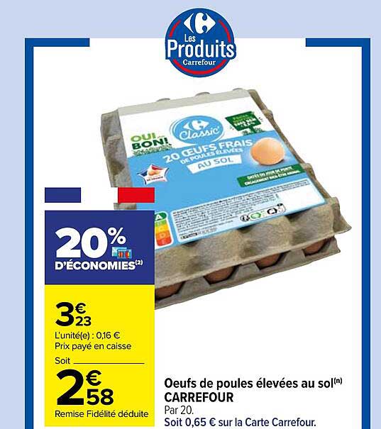oeufs de poules élevées au sol carrefour