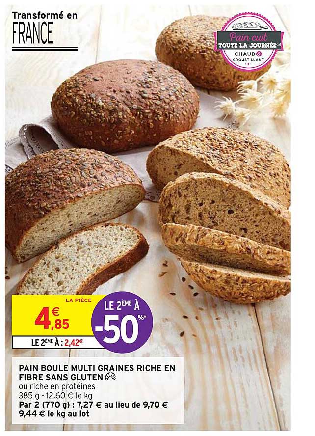 pain boule multi graines riche en fibre sans gluten