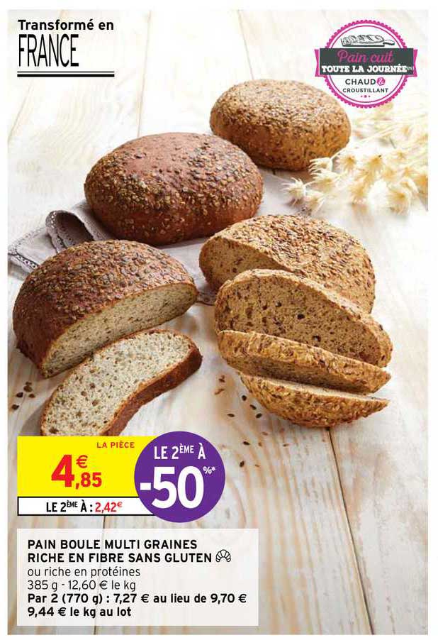 pain boule multi graines riche en fibre sans gluten