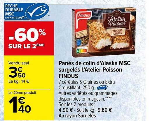 panés de colin d'alaska msc surgelés l'atelier poisson findus