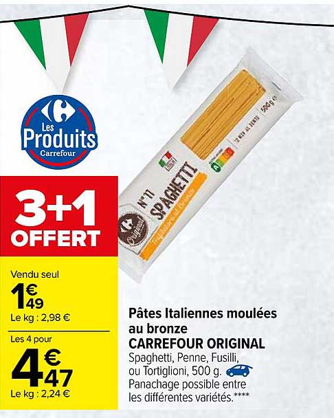 pâtes italiennes moulées au bronze carrefour original