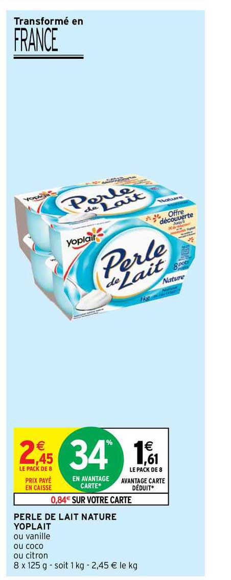 Perle De Lait Nature Yoplait